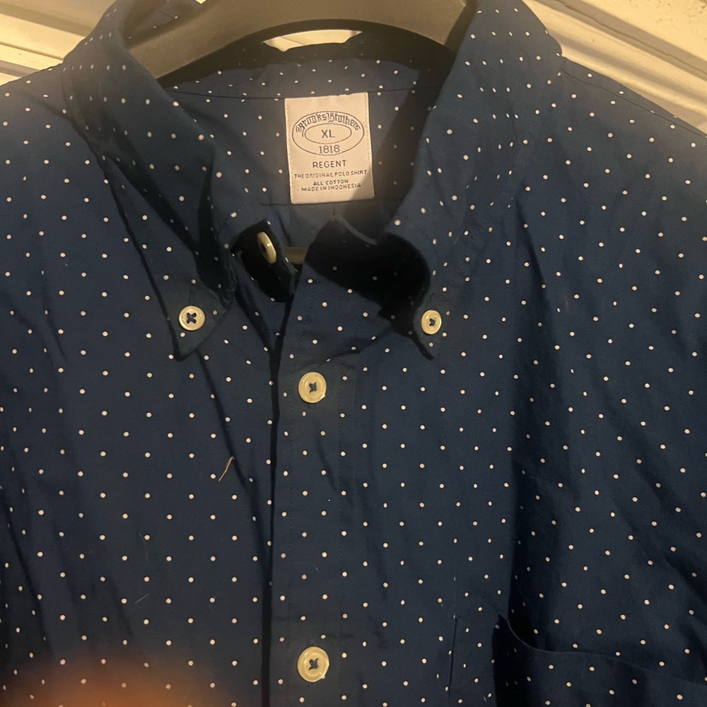 Brooks Brothers Blue Polka Dot Casual Shirt